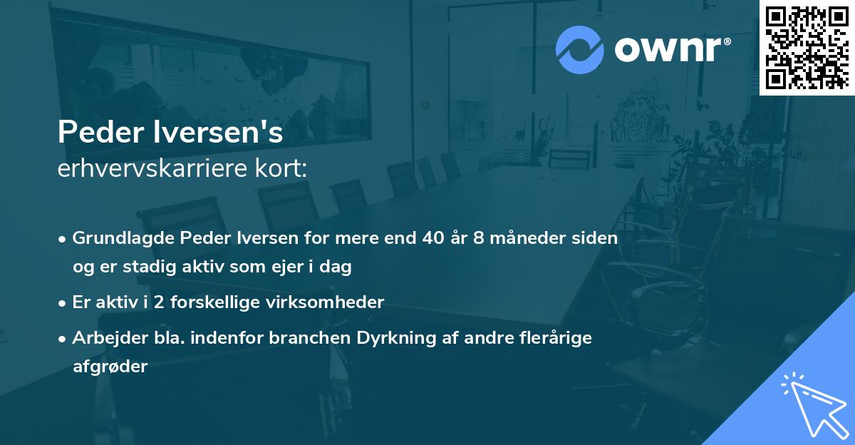 Peder Iversen's erhvervskarriere kort