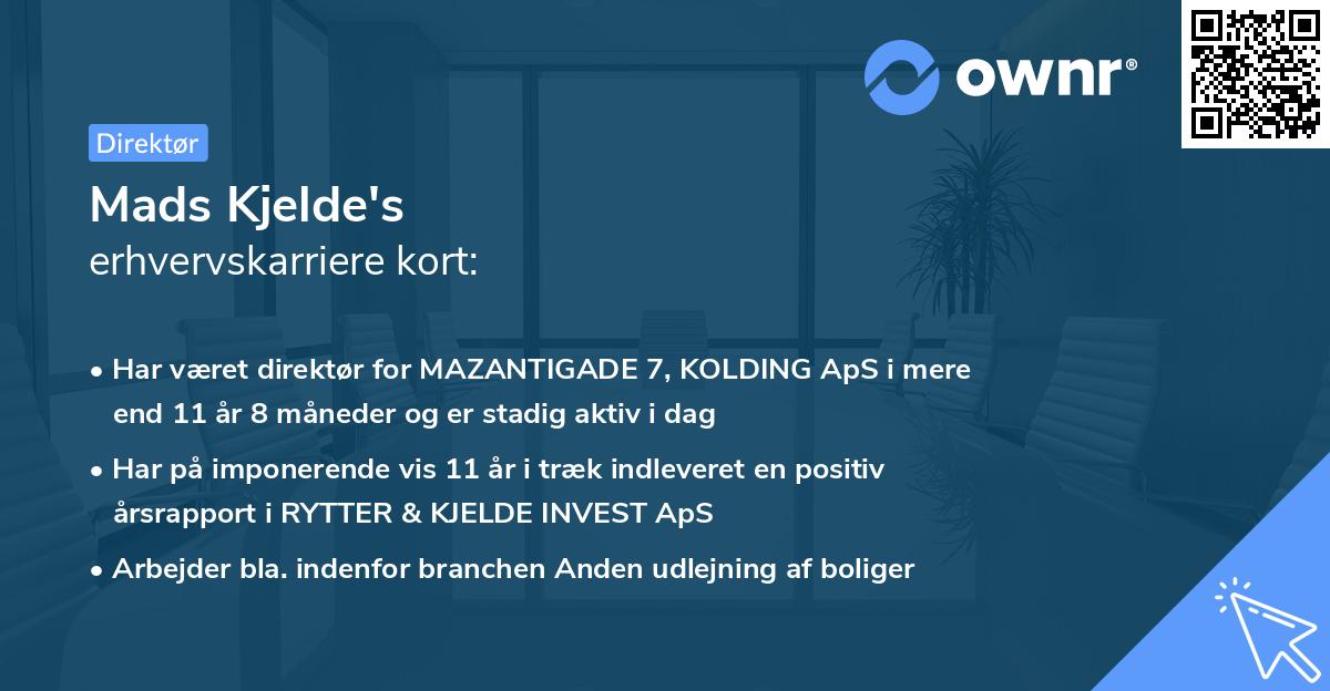 Mads Kjelde's erhvervskarriere kort