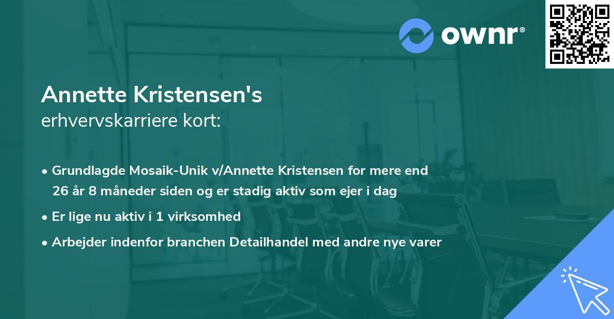 Annette Kristensen's erhvervskarriere kort