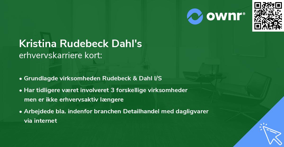 Kristina Rudebeck Dahl's erhvervskarriere kort