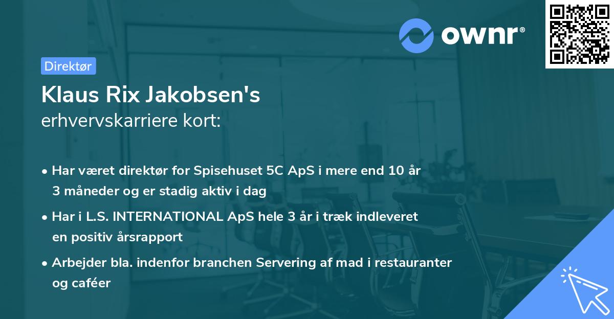 Klaus Rix Jakobsen's erhvervskarriere kort