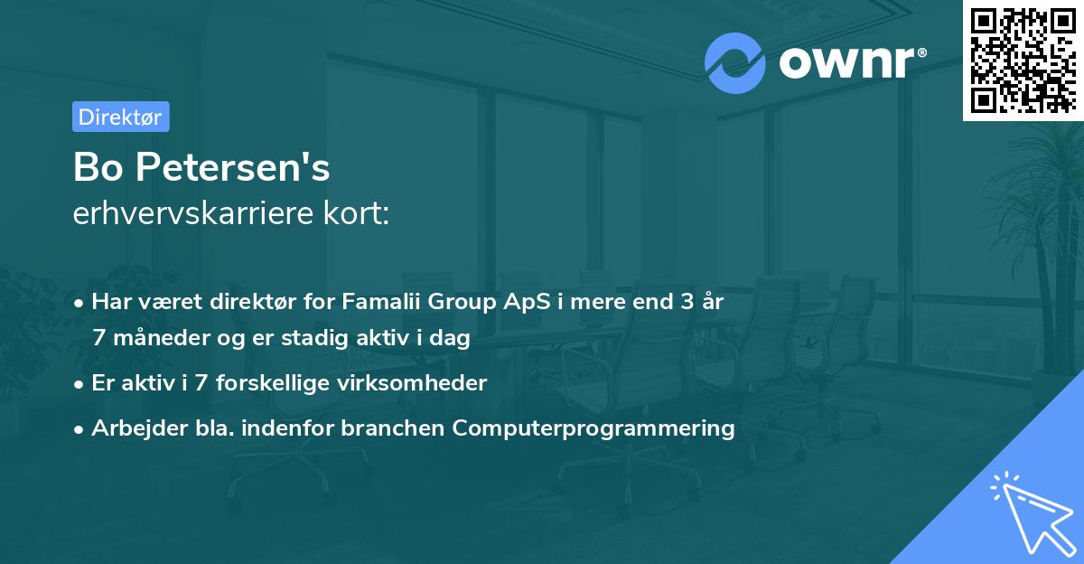 Bo Petersen's erhvervskarriere kort