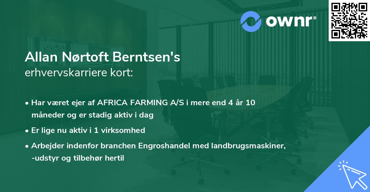 Allan Nørtoft Berntsen's erhvervskarriere kort