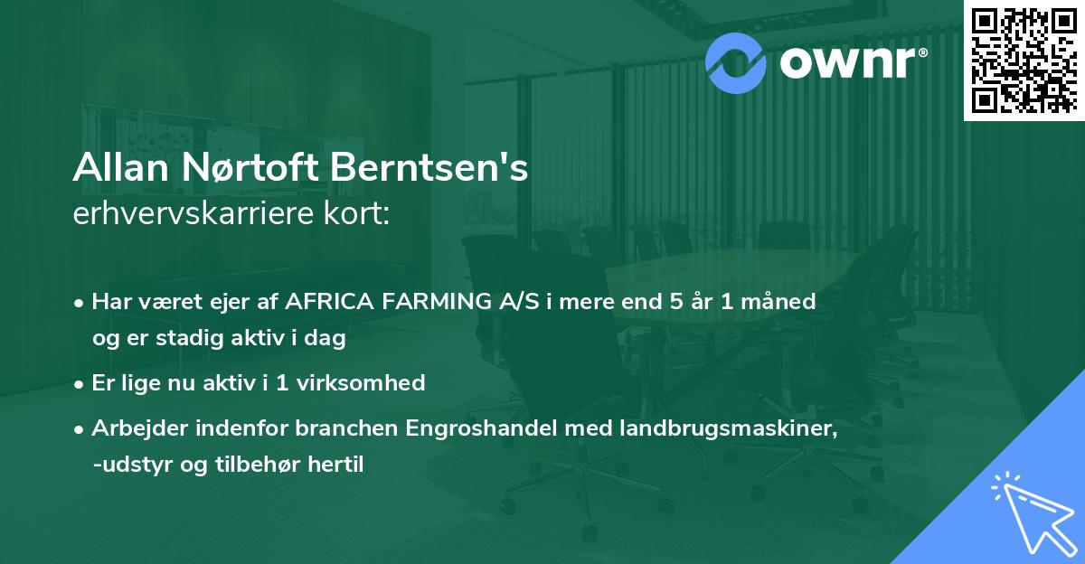 Allan Nørtoft Berntsen's erhvervskarriere kort