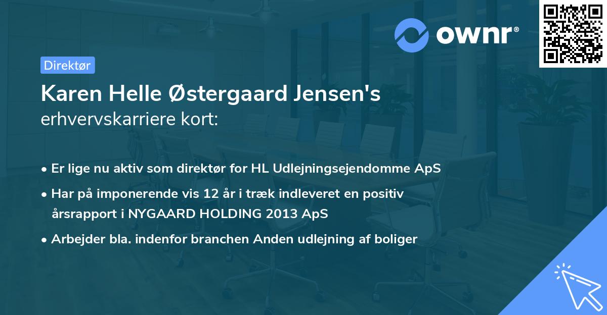 Karen Helle Østergaard Jensen's erhvervskarriere kort