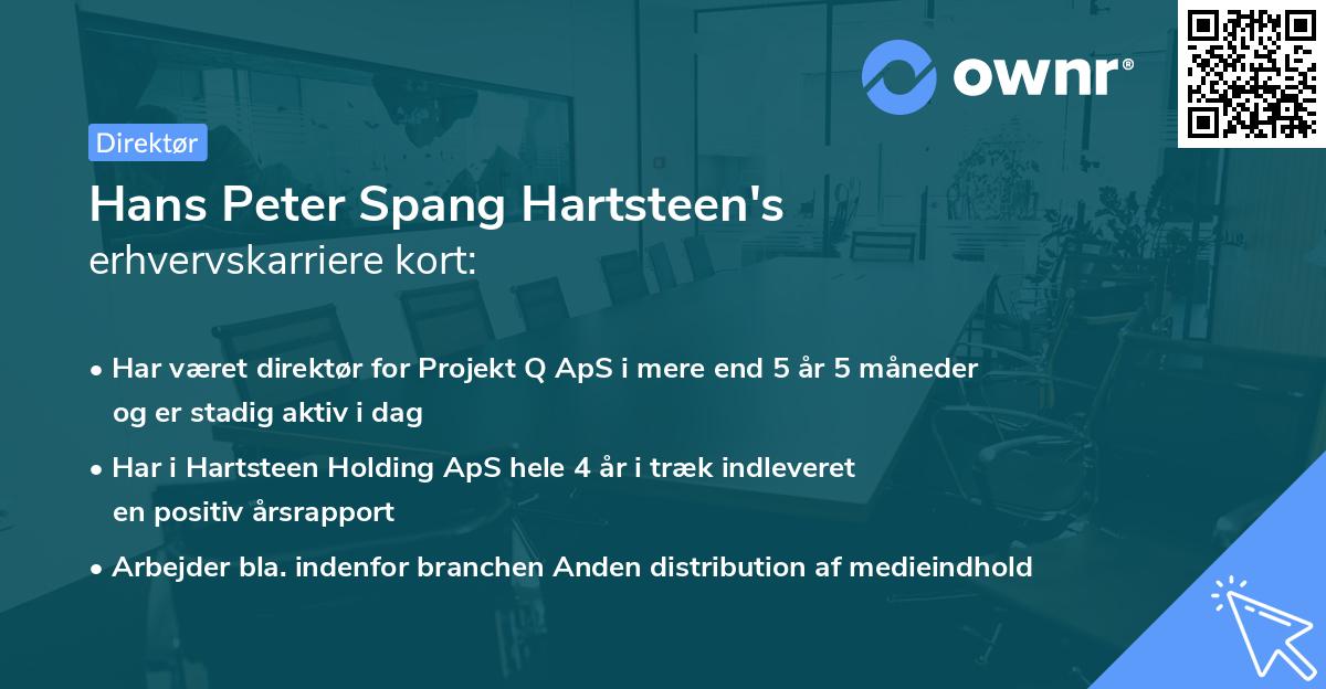 Hans Peter Spang Hartsteen's erhvervskarriere kort