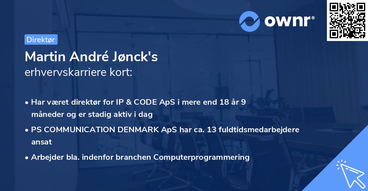 Martin André Jønck's erhvervskarriere kort