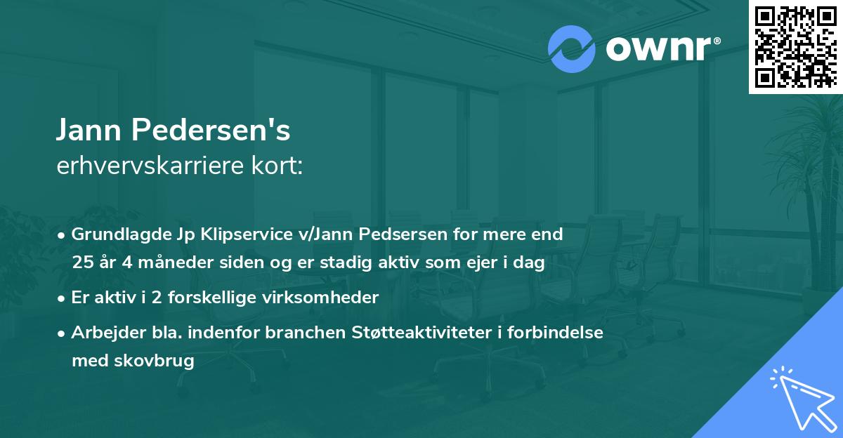 Jann Pedersen's erhvervskarriere kort