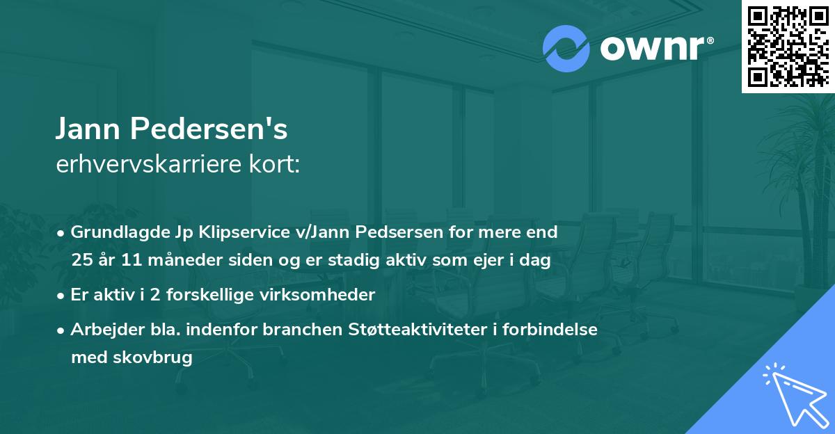 Jann Pedersen's erhvervskarriere kort