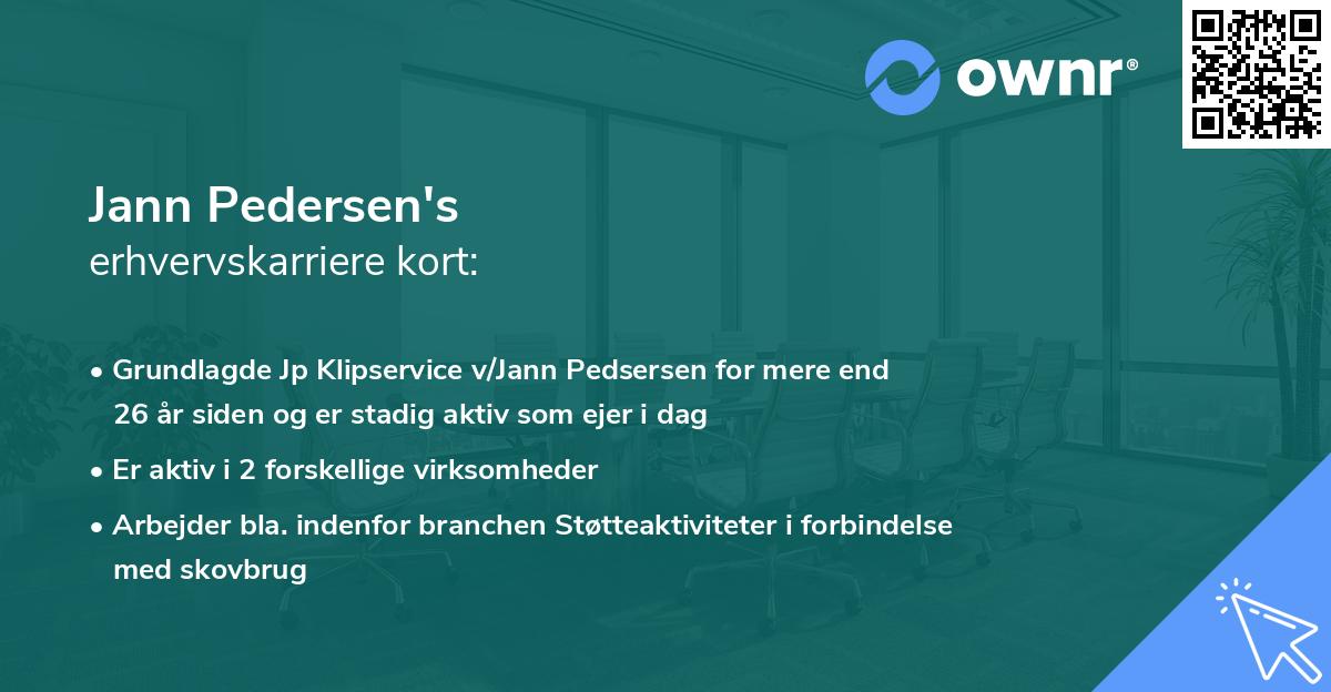 Jann Pedersen's erhvervskarriere kort