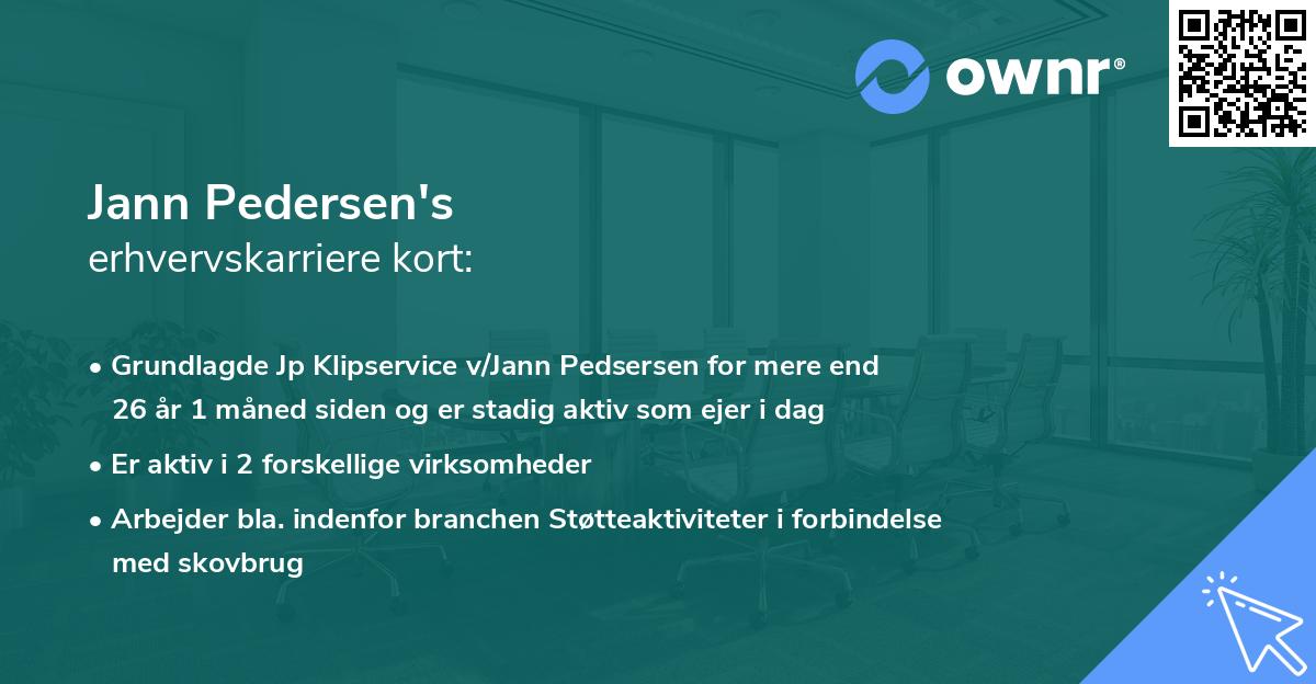 Jann Pedersen's erhvervskarriere kort