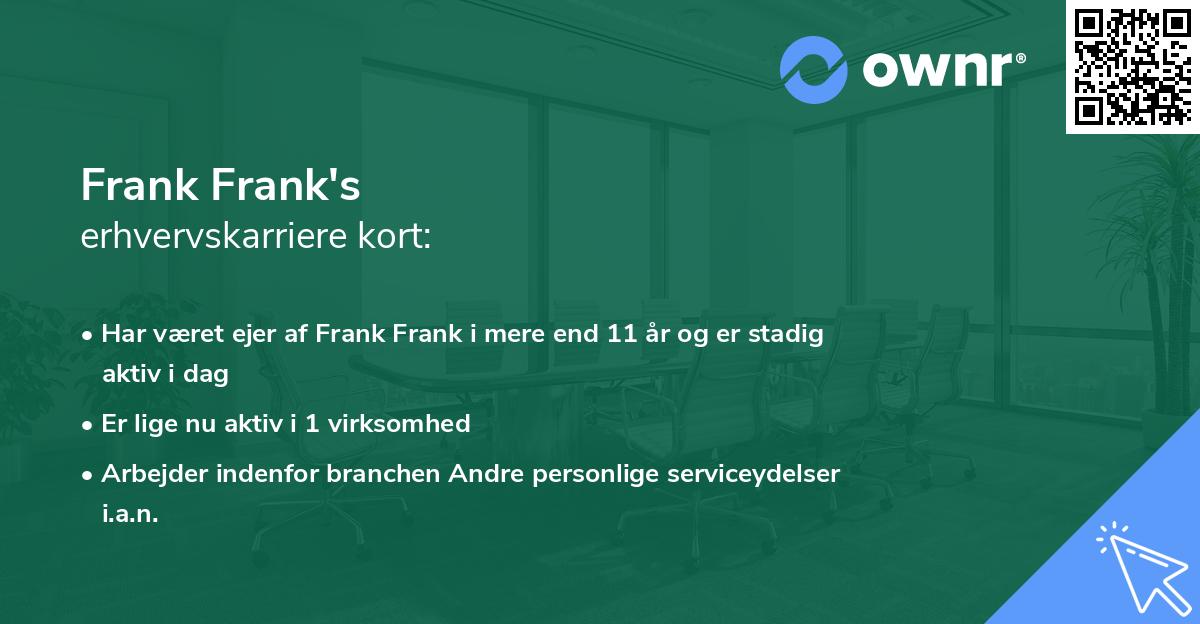 Frank Frank's erhvervskarriere kort