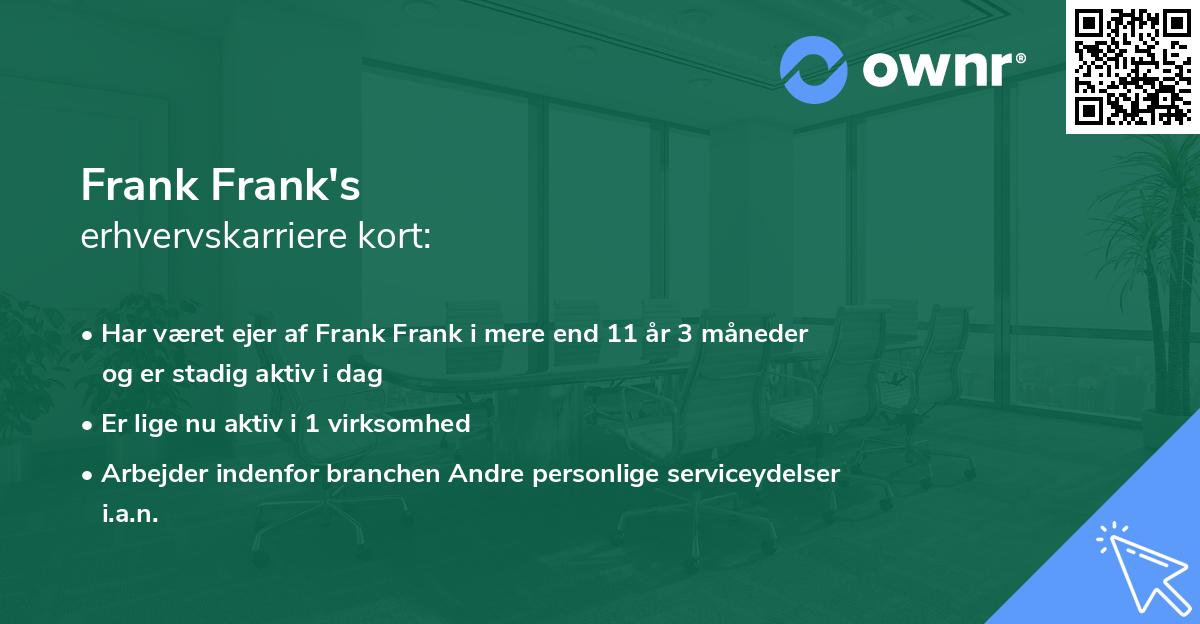 Frank Frank's erhvervskarriere kort