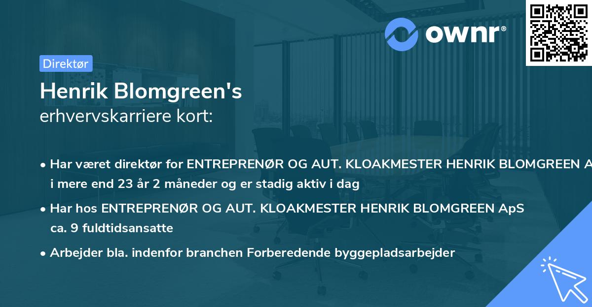 Henrik Blomgreen's erhvervskarriere kort