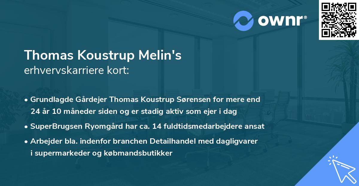 Thomas Koustrup Melin's erhvervskarriere kort