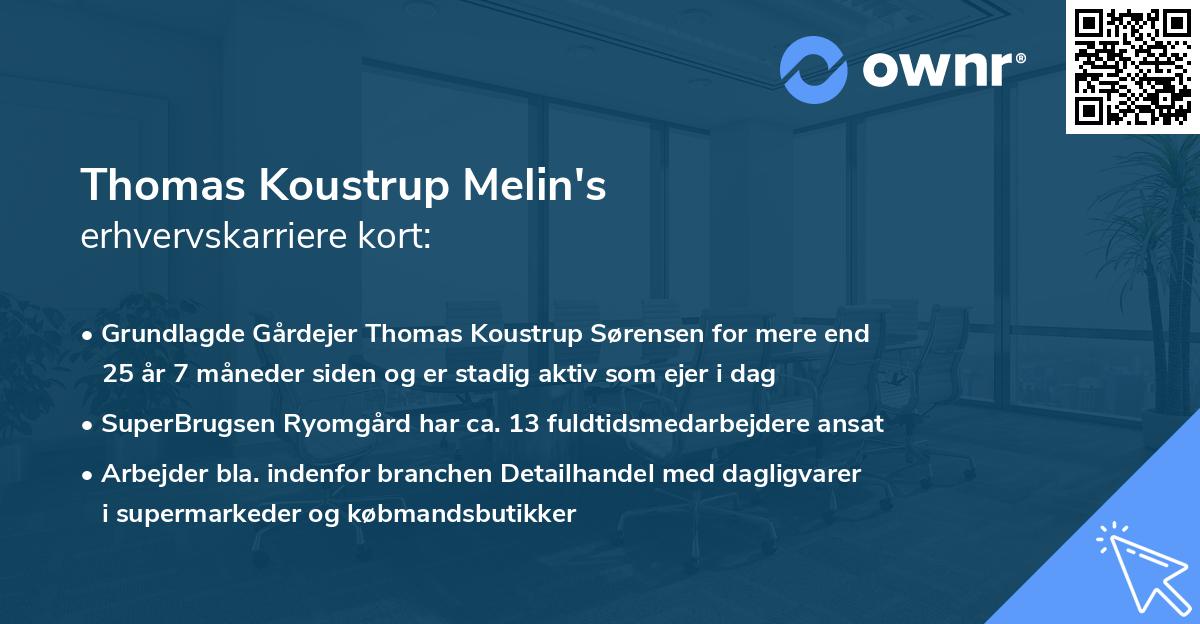Thomas Koustrup Melin's erhvervskarriere kort