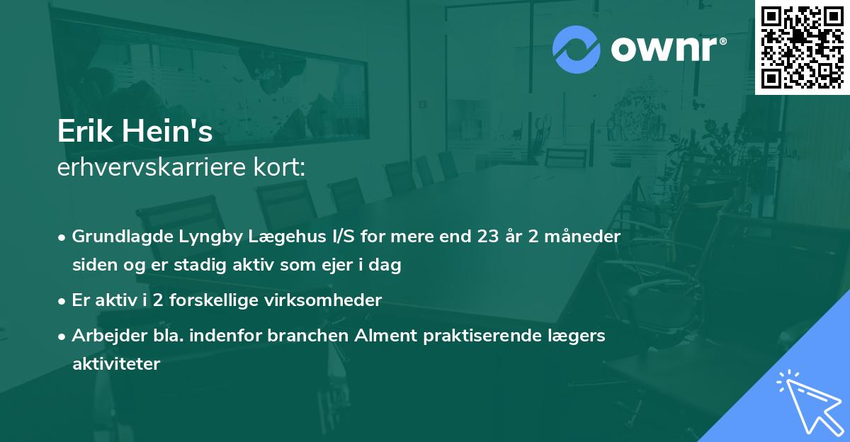 Erik Hein's erhvervskarriere kort