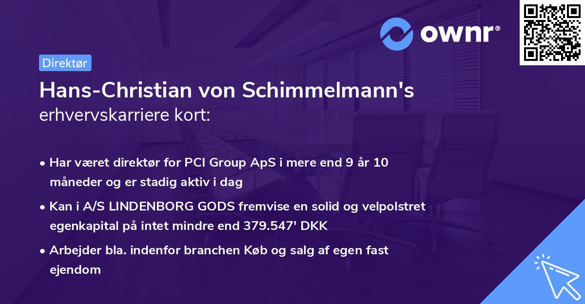 Hans-Christian von Schimmelmann's erhvervskarriere kort