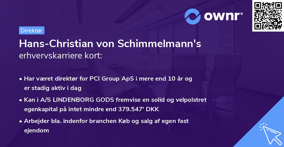 Hans-Christian von Schimmelmann's erhvervskarriere kort