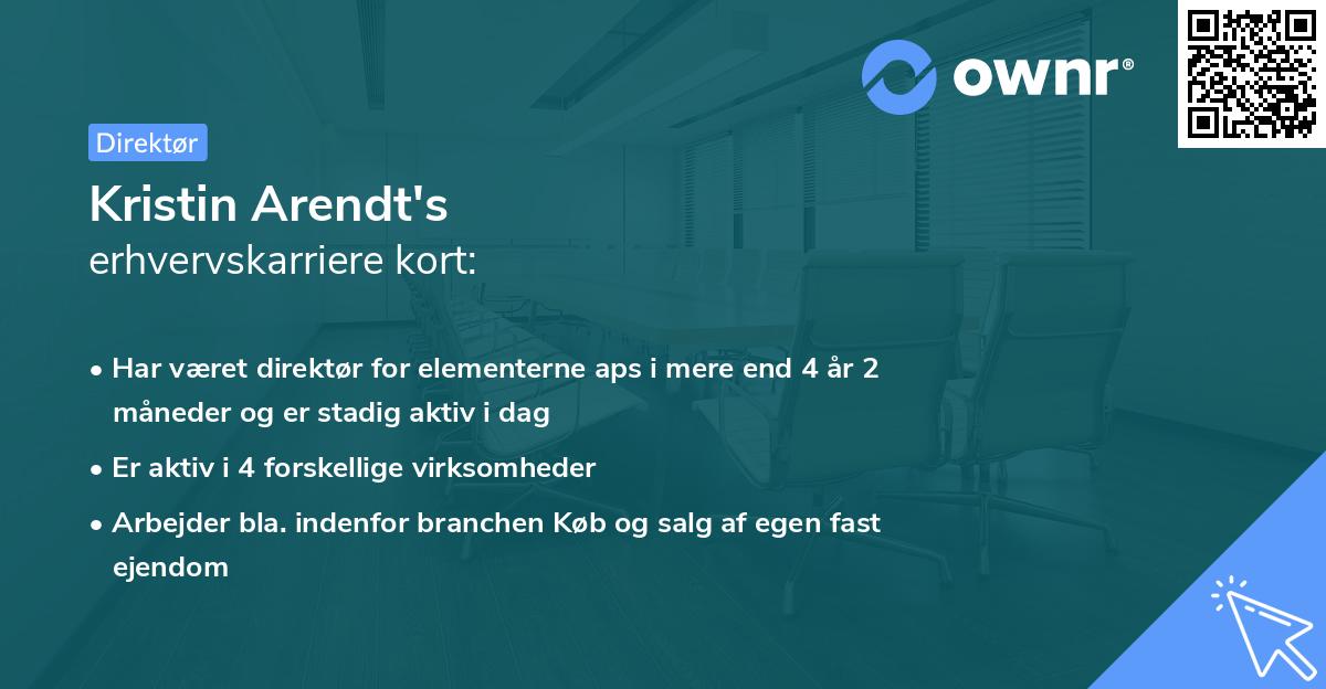 Kristin Arendt's erhvervskarriere kort