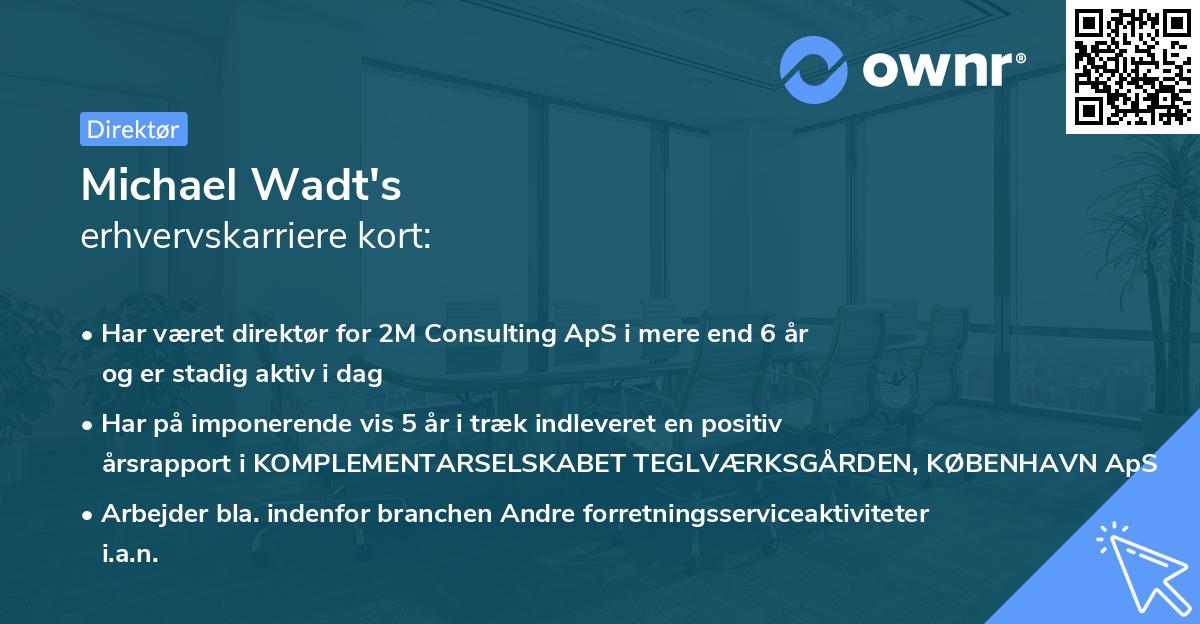 Michael Wadt's erhvervskarriere kort