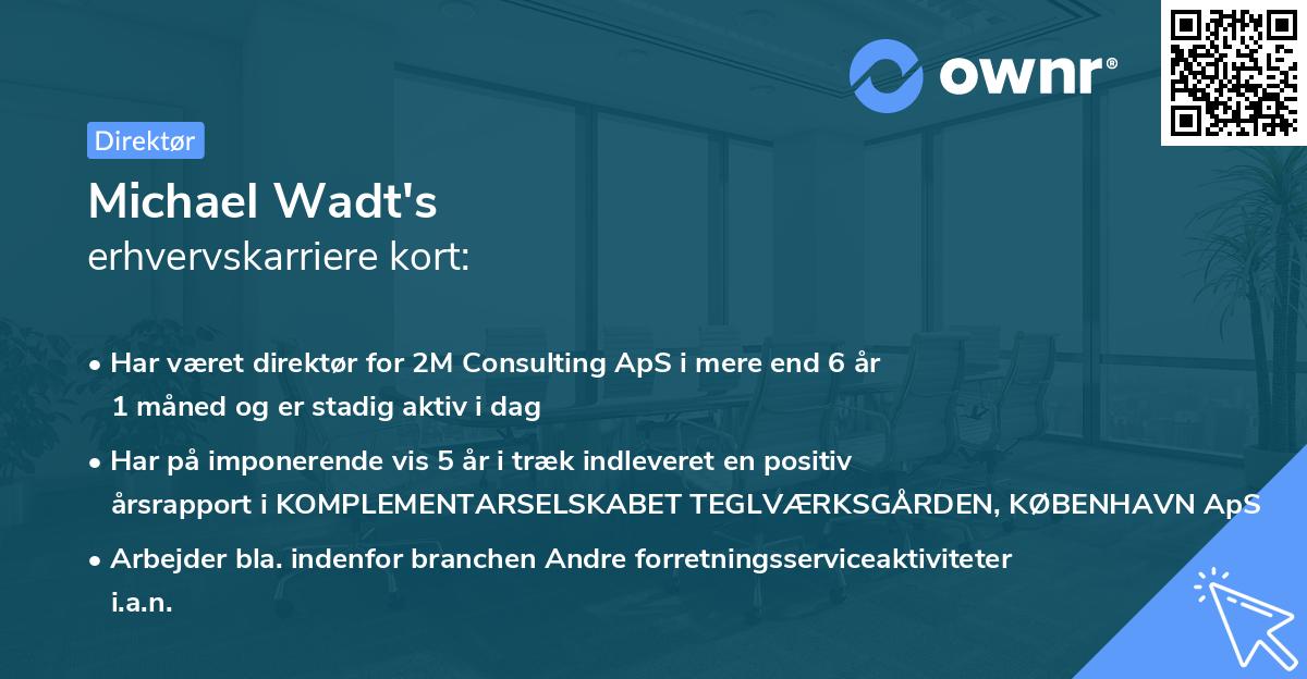 Michael Wadt's erhvervskarriere kort