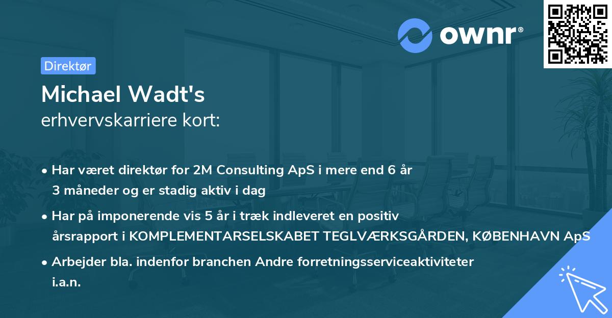 Michael Wadt's erhvervskarriere kort