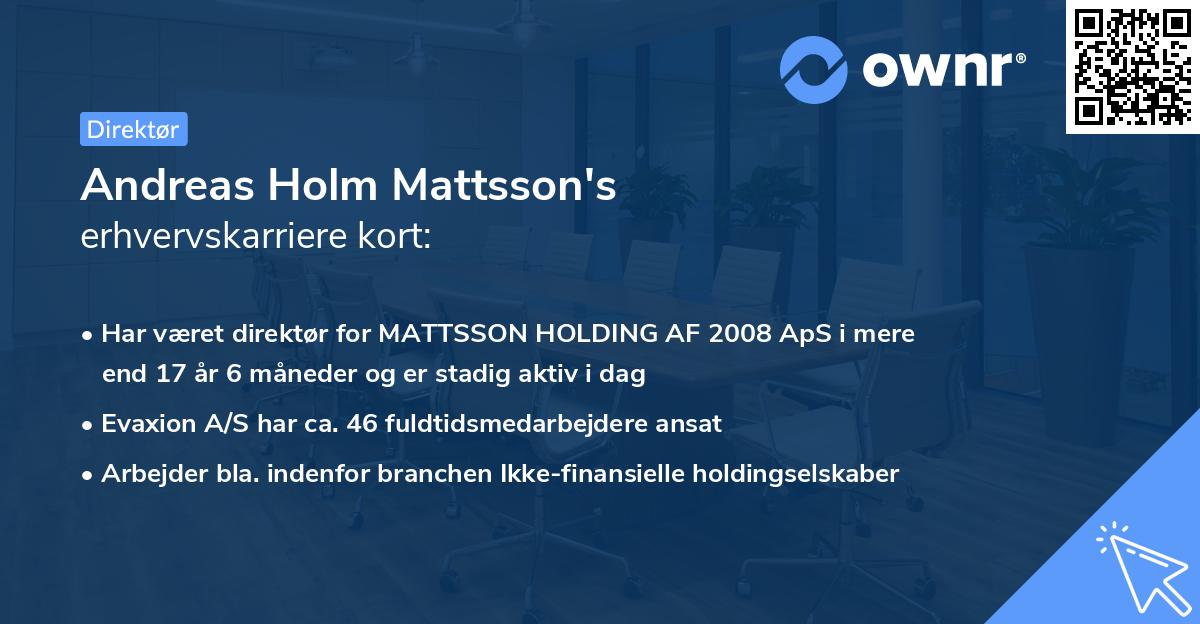 Andreas Holm Mattsson's erhvervskarriere kort