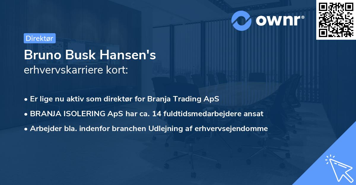 Bruno Busk Hansen's erhvervskarriere kort