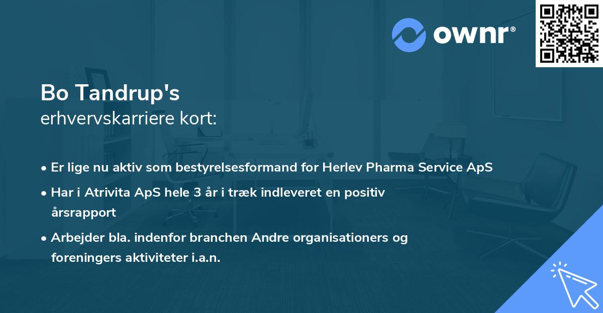 Bo Tandrup's erhvervskarriere kort
