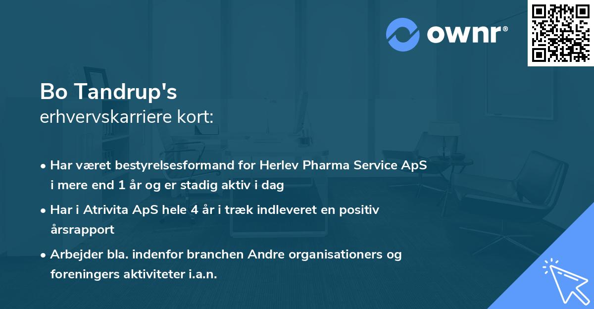 Bo Tandrup's erhvervskarriere kort