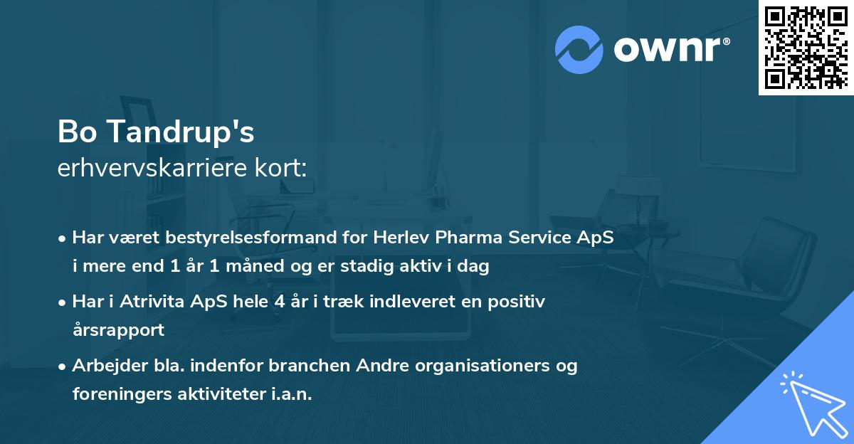 Bo Tandrup's erhvervskarriere kort