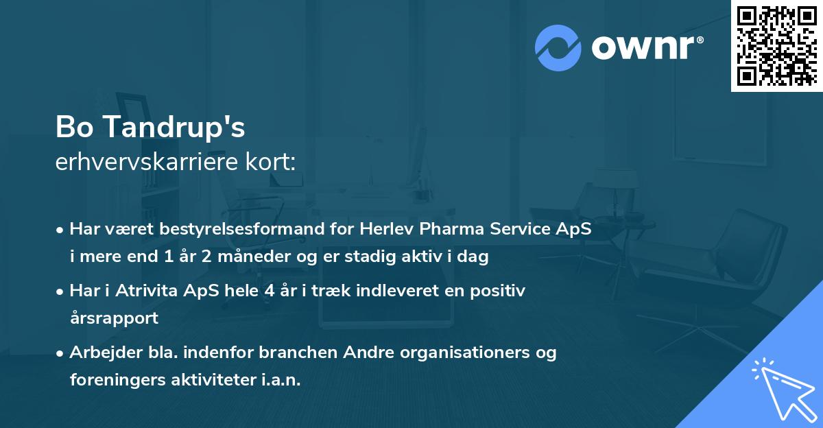 Bo Tandrup's erhvervskarriere kort