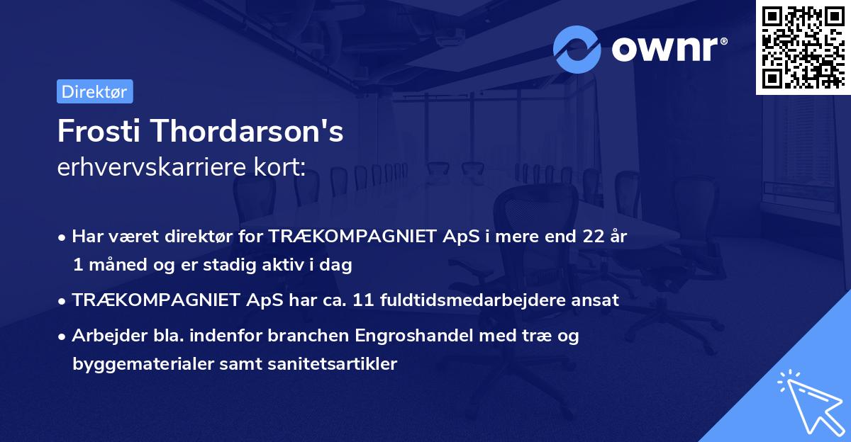 Frosti Thordarson's erhvervskarriere kort