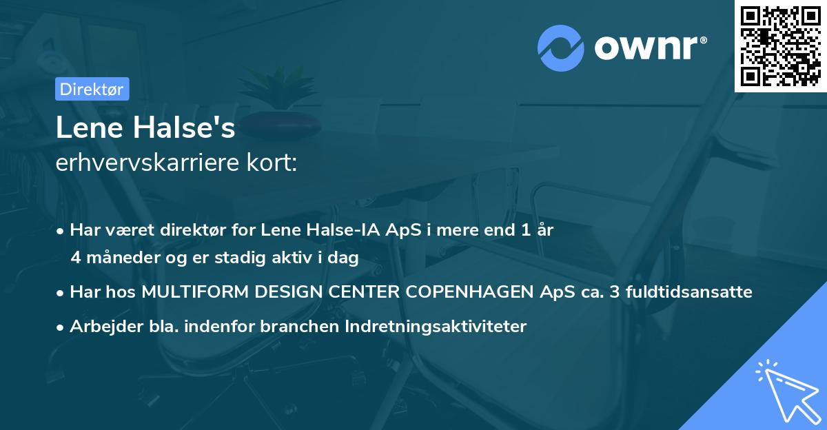 Lene Halse's erhvervskarriere kort