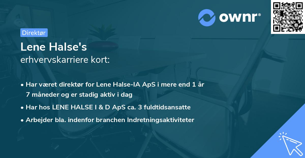 Lene Halse's erhvervskarriere kort
