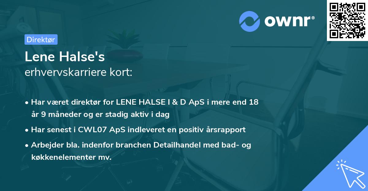Lene Halse's erhvervskarriere kort