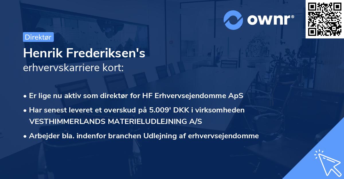 Henrik Frederiksen's erhvervskarriere kort