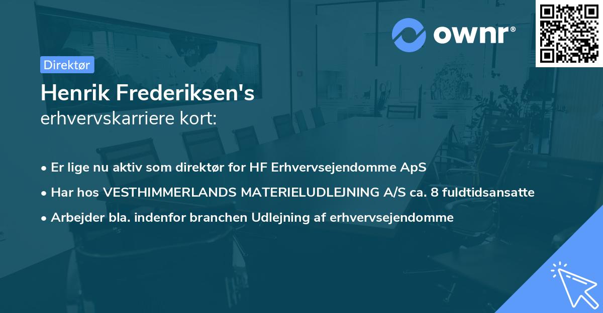 Henrik Frederiksen's erhvervskarriere kort