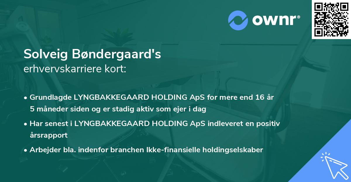 Solveig Bøndergaard's erhvervskarriere kort