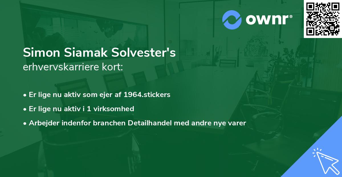 Simon Siamak Solvester's erhvervskarriere kort
