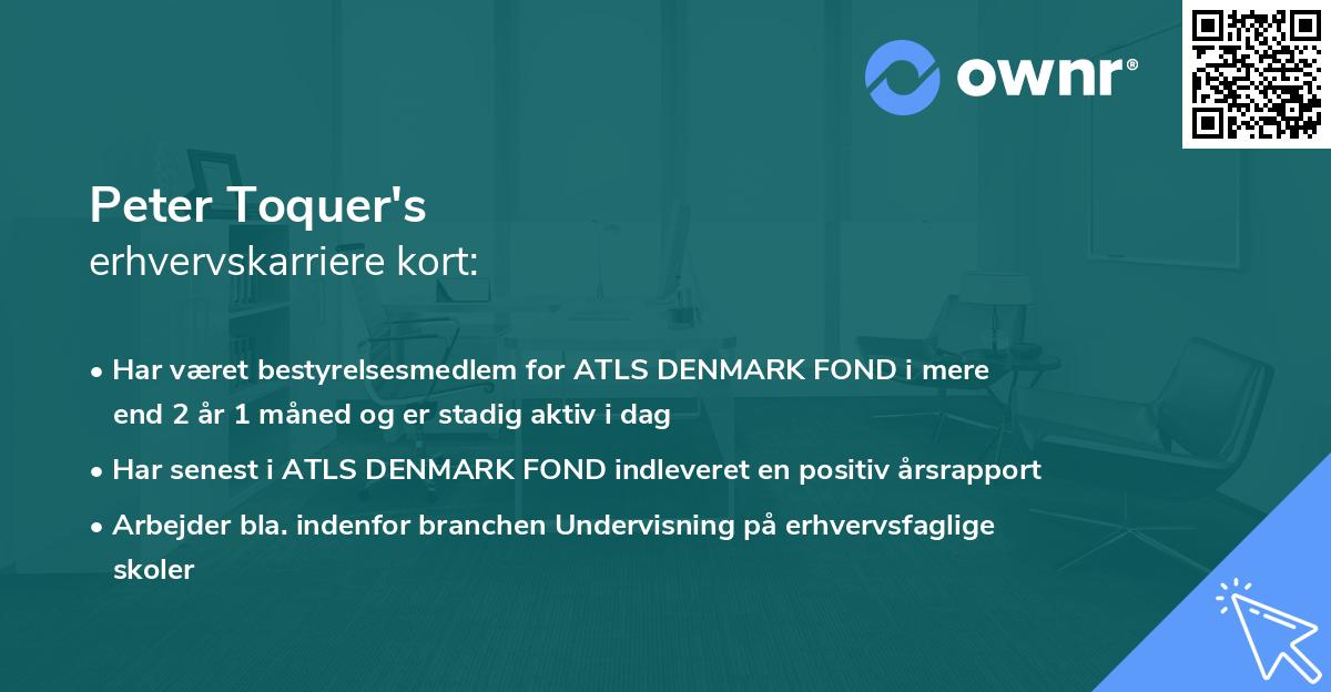 Peter Toquer's erhvervskarriere kort