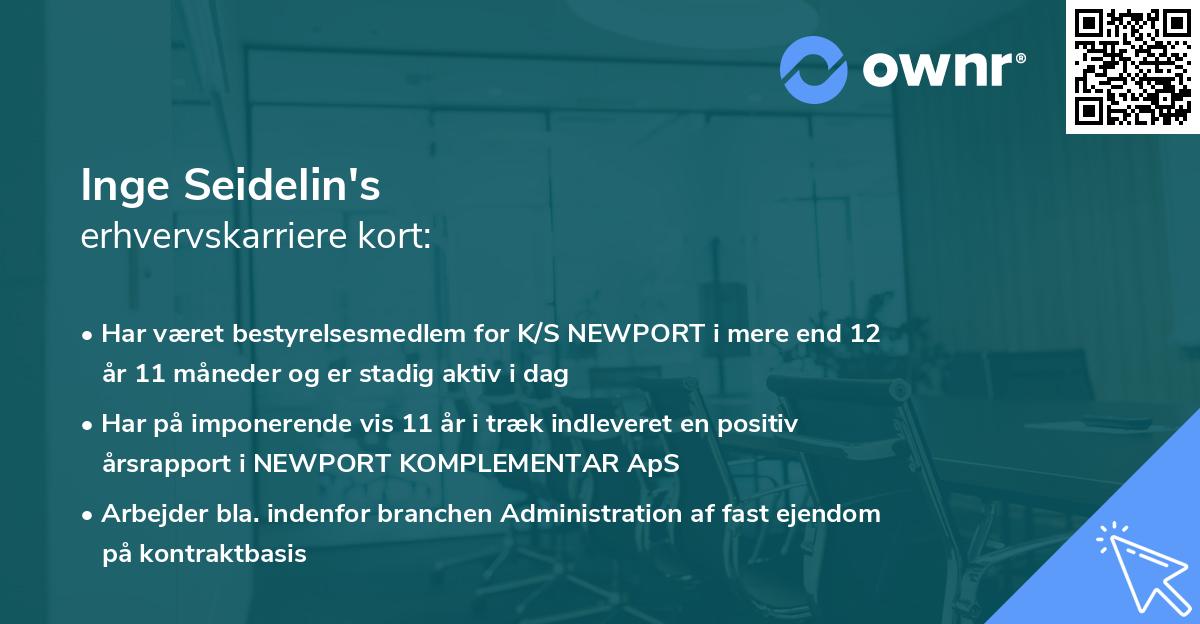 Inge Seidelin's erhvervskarriere kort