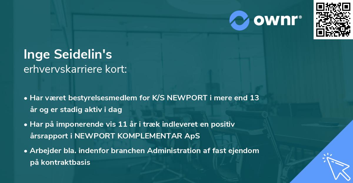 Inge Seidelin's erhvervskarriere kort