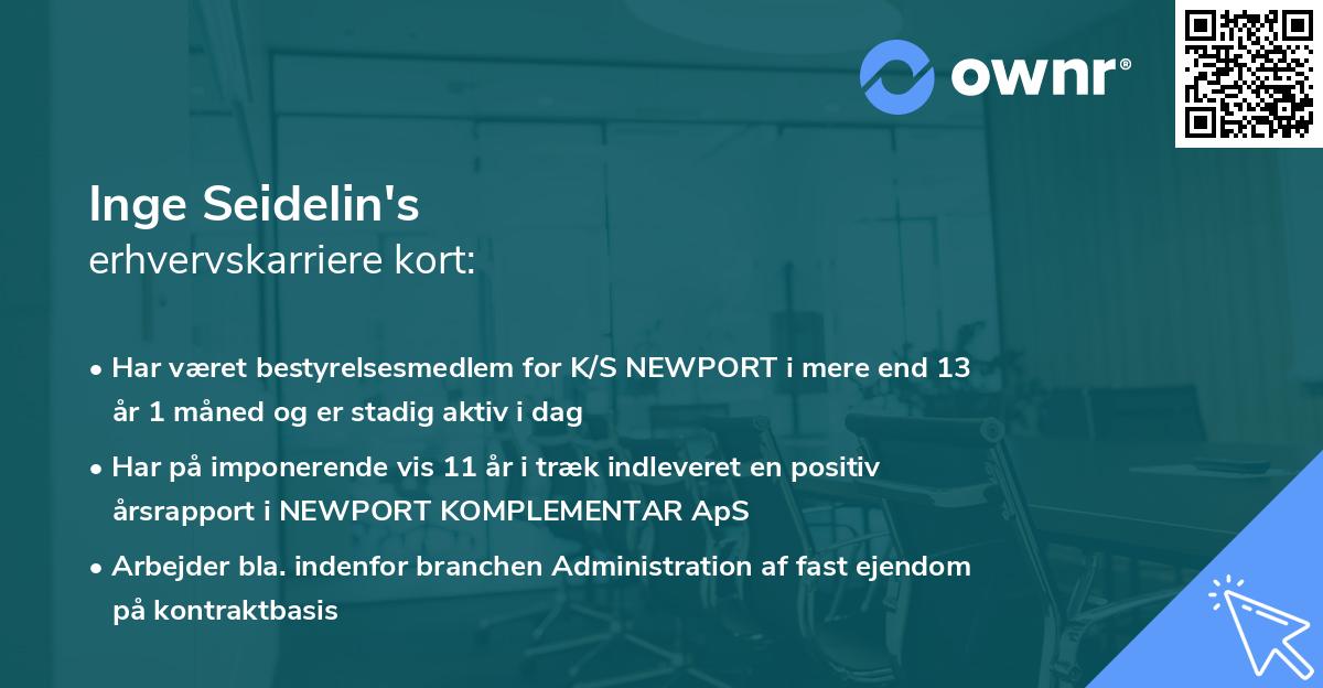 Inge Seidelin's erhvervskarriere kort