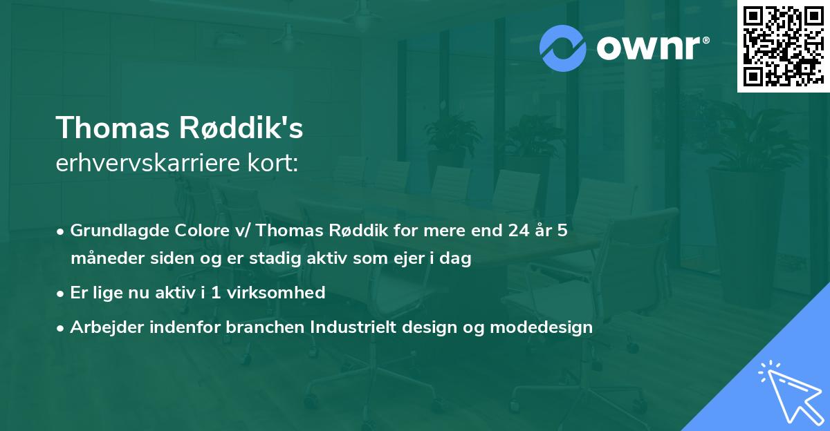 Thomas Røddik's erhvervskarriere kort