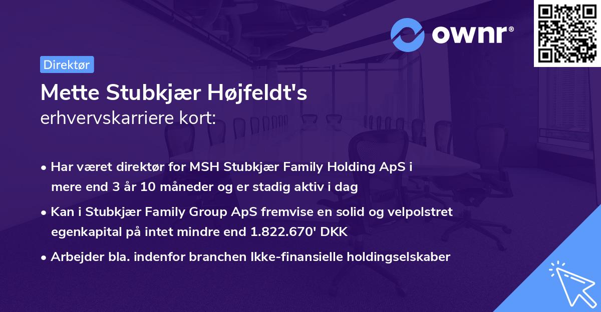Mette Stubkjær Højfeldt's erhvervskarriere kort