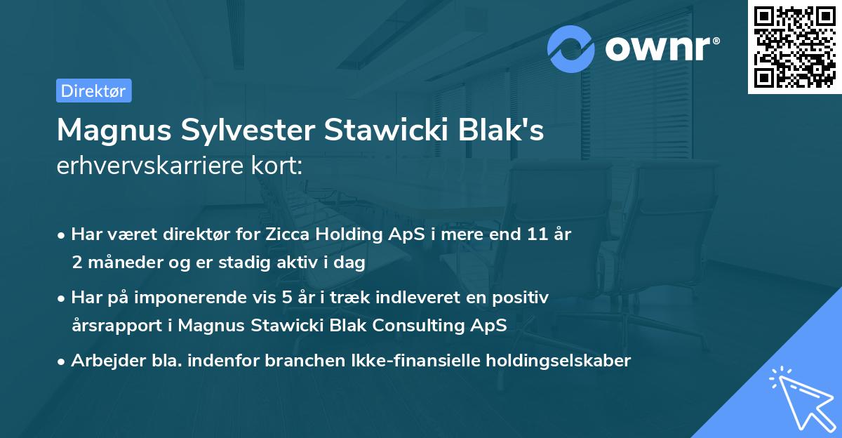 Magnus Sylvester Stawicki Blak's erhvervskarriere kort