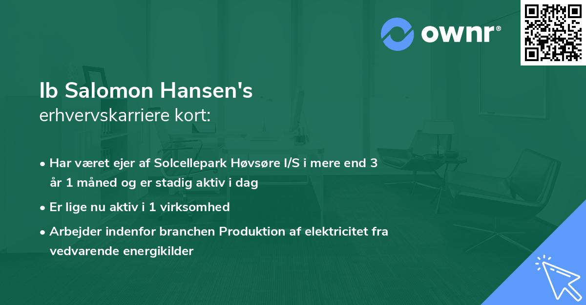 Ib Salomon Hansen's erhvervskarriere kort