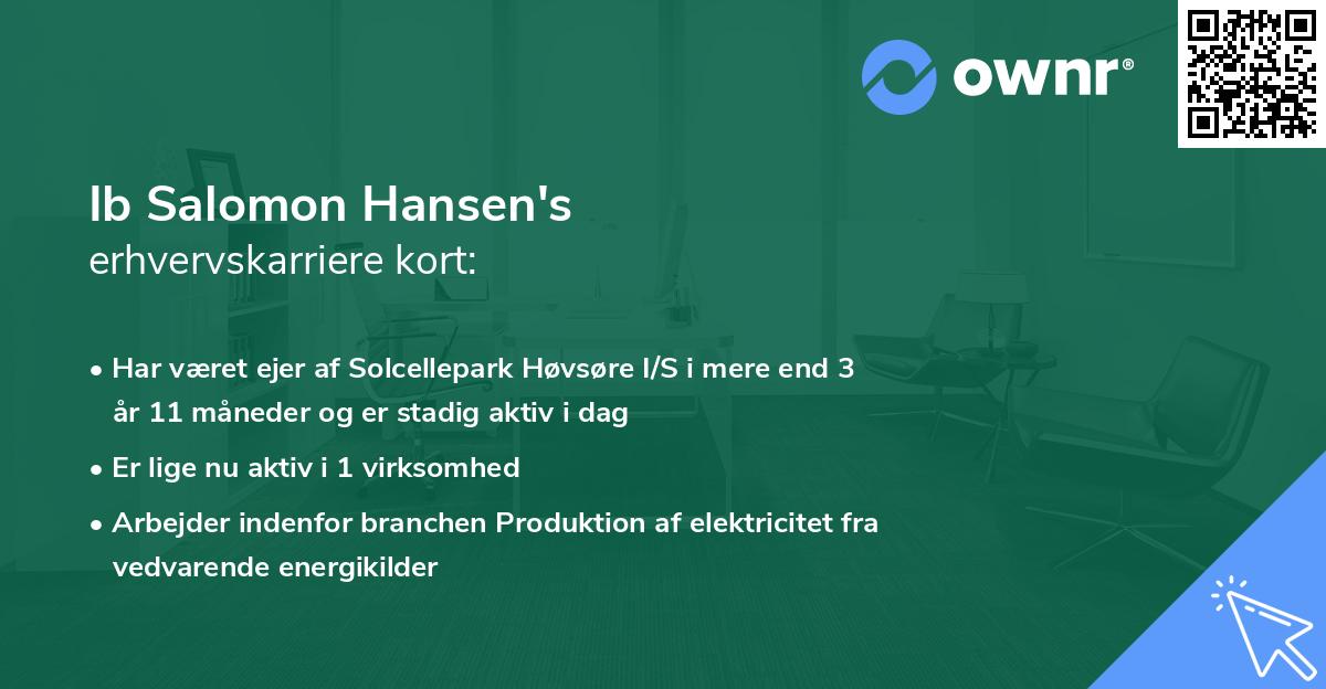 Ib Salomon Hansen's erhvervskarriere kort